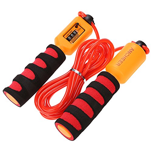 Ancheer Springseil, Speed Rope Hüpfseil mit Zähler für Fitnesstraining Sport Übungen 2,8M