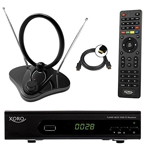 Preisvergleich Produktbild Xoro HRT 7620 FullHD HEVC DVBT / T2 Receiver (HDTV, HDMI, PVR, SCART, USB 2.0, LAN) + 30 DVB- T2 Antenne