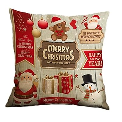 Nunubee Voitureré Taie D'Oreiller Accueil Canapé Housse De Coussin Noël Thème 10