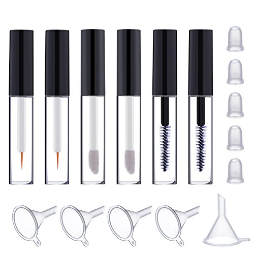 eBoot 4ml Wimpertusche Leerrohr Eyeliner Flasche Lip Gloss Tubes Vials Containers mit Stäbchen Pinsel und Gummieinsätze, Trichter für Rizinusöl