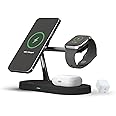 HOAVY 5 in 1 wireless charging station for magsafe charging devices, Magnetic charger compatible for iphone 15/14/13/12 models,iWatch,Airpods.Dimmable night lamp,[20W Pd Adaptor Included] (Black)