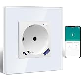 BSEED ZigBee 20W USB C Fast Charger Plug with Current Metering,Schuko WLAN Recessed for Alexa/Google Home, 16A Smart Plug, 1