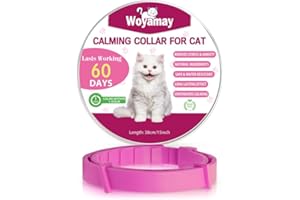 Woyamay Collare Calmante per Gatti, Collari Calmanti Feromoni Gatto Regolabile e Impermeabile, Naturale Anti-Ansia Collare Gatto Calmante per Gatti di Taglia Piccola, Media e Grande, Rosa