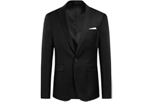 Allthemen Blazer da Uomo con Spacco Posteriore a Un Bottone Tinta Unita Jacket da Abito d'Affari Business