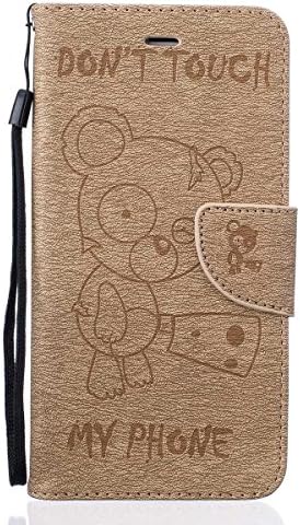 Gelusuk Motorola Moto G5 Plus Case,Embossed Cartoon Bear Pattern PU Leather Stand Flip Folio Cover Wallet Magnetic Closure Card Holders for Motorola Moto G5 Plus,Gold Bear