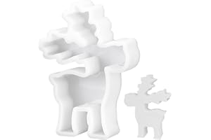 WUKEMAOYI Stampi in Silicone per Resina, Stampo per Candele in Resina Epossidica, Stampi Silicone Natale, Stampi in Silicone per Gesso Colata Candele Decorazioni Natalizie Alce(Forma di Alce)