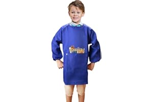 AISHNA Children's Paint Aprons, Kids Apron Waterproof Paint Smock for Painting, Baking, Cooking, Children Artist Apron with Long Sleeve and large pocket to Store and Carry Items (M, 2-6 Years)