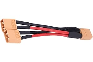 DILWE Cable Adaptador Paralelo, XT60 Adaptador de Conector Paralelo Bater¨ªa Cable 14AWG para RC Lipo(1 Female to 2 Male)