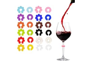 Dreamil 24 Stücke Bunte Silikon Glasmarkierer, Wiederverwendbare Glasmarker für Trinkgläser Weinglas Champagnergläser Cocktailglas Bar Party Deko, Glas Markierung Weinglasmarker Wein Trinken Marker