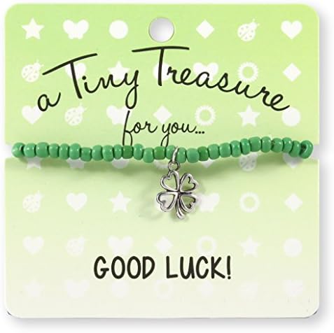 Good Luck Emerald Green Four Leaf Clover Charm Coloured Tiny Treasure Gift Birthstone Bracelet Lucky