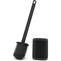Marsheepy Set Da 2 Spazzolini WC In Silicone Con Supporto A Parete/pavimento, Asciugatura Rapida, Setole Morbide TPR - 3