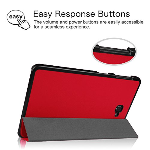 Fintie Samsung Galaxy Tab A 10.1 Hülle – Ultra Schlank Superleicht Ständer Smart Shell Case Cover Schutzhülle Etui Tasche mit Auto Schlaf / Wach Funktion für Samsung Galaxy Tab A 10,1 Zoll T580N / T585N Tablet (2016 Version), Rot - 6