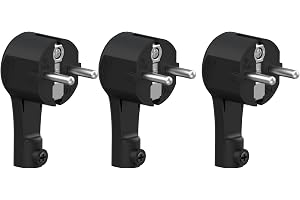 Schuko-kontakt 3 st, plat kontakt IP20, extra plat vinkelrät Schuko-kontakt 250V 16A, kablar 1,5 mm², plat Schuko-kontakt med
