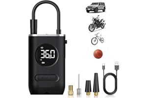 WYRIAZA Pompe à air électrique, 150 PSI 4 fois rapide, avec manomètre numérique LED, 4 modes de compresseur de batterie pour vélo, voiture, moto, ballons