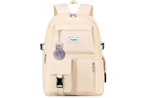 Ternbay Mochila Escolar Niña Mochila Portátil Mujer Bonita Mochila Escolar para Niña Crema