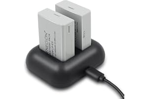 ENEGON Batterie de Remplacement (2 Paquets) et Chargeur Double Rapide pour Canon LP-E5 et Canon EOS Rebel XS, Rebel T1i, Rebel XSi, 1000D, 500D, 450D, Kiss X3, Kiss X2, Kiss F