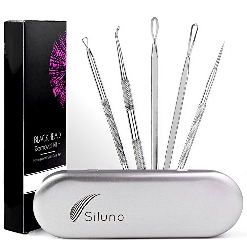 Professional Blackhead remover Kit - Remove Acne Blackheads Pimples Comedo Blemish Spot - Facial Treatment / Removal Tool Set - 5 pcs. Stainless steel - Better effect than Oil Cream Gel Mask - Smooth Face and Nose Skin Care for Men & Women