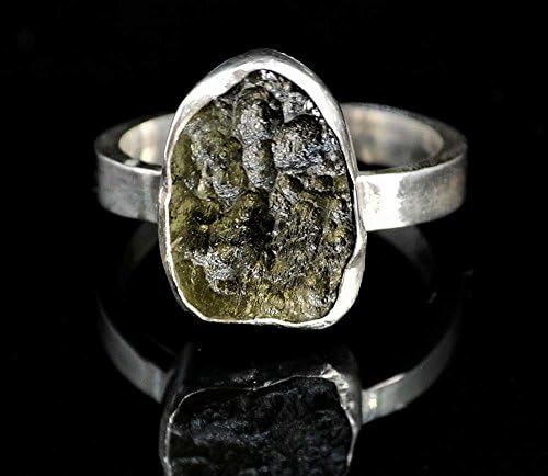 Moldavite ring, silver, sterling silver, statement ring, unisex, handmade, size P