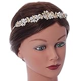 Brautschmuck/Hochzeit/Ball vergoldet Kristall klar, Glas weiß Blumen & Blätter Tiara Haarreif - 