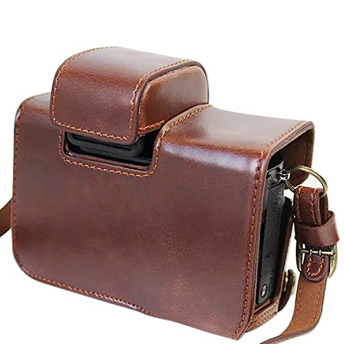 First2savvv Premium Qualität dunkelbraun Ganzkörper- präzise Passform PU-Leder Kameratasche Fall Tasche Cover für Canon PowerShot G5 X mit SD-Kartenleser -XJD-G5X-HH10G10 - 4