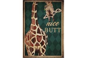 BIOPROCESS Funny Giraffe For Bathroom Nice Butt In Toilet Room Vintageation Metal Sign Art Tin Metal Poster Gift 8x12 inch
