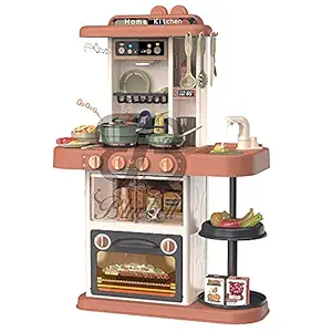 Bluebell Kitchen Set for Girls,38 pcs Cooking Kitchen Set Pretend Play Realistic Lights and Sounds, Play Sink with Running Water, Dessert Shelf Toy & Pretend Play Girls Toys