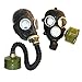 Produktbild Set of two WW2 Gas Masks GP-5 in black with filters & hoses and GP-7 in black with filter Soviet Russian NEW Vintage FUNY GIFT