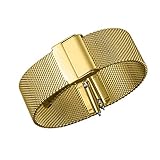Luxus-High-End-Mode-Uhr-Mesh-Band Metall milanese Band Deluxe Ersatzarmband für Uhren mit Fester Sicherheit Faltschließe, Edelstahl 316l, für Männer und Frauen Gold