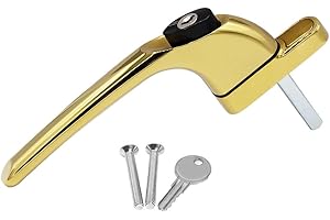 SHIELD HARDWARE uPVC Universal Window Handle Inline Locking Espag Double Glazing Gold 40mm