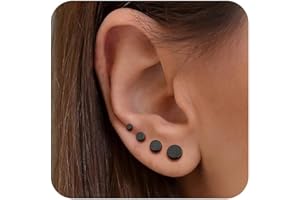 YADOCA 4 Paare G23 Titanium Ohrstecker Hypoallergen für Damen Herren Mädchen Silber/Gold/Schwarz Ohrstecker Runde Scheibe Ohrringe für Empfindliche Ohren 2/3/4/5mm