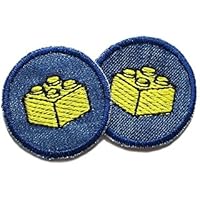 Set 2 Jeansflicken Legostein Patch gestickt Flicken zum aufbügeln