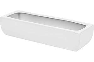 Cache Pot Piano Long 32 cm, en ceramique pour Cactus et succulentes, Blanc