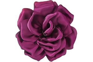 Lllunimon 5,9 Pulgadas Delicada Rosa Flor Broches Solapa Pernos Para Las Mujeres Hombres Elegante Satén Tela Broches Flor Grande Broche Vestido Traje Ceremonia Ropa Accesorios