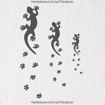 A088 Wandtattoo „3x Gekkos + Spuren“ | 60cm | 40cm | 17cm | gruen (40 Farben u. 3 Größen) - 2