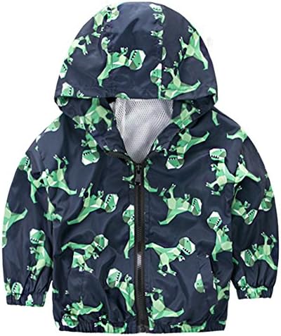Bornbay Outdoor Baby Jacket Kids Hooded Dinosaur Design Boys Windproof Zipper Coats Camping Age 1-7