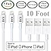 Produktbild Cell Phone DIY - iPhone Cable [Set of 3], Apple MFi Certified USB Sync and Charging Lightning Cable for iPhone 6, 6 Plus, 6S, 6S Plus, 5S, 5C, 5, iPad 4, iPad Air, iPad Mini (3m / 10ft White)
