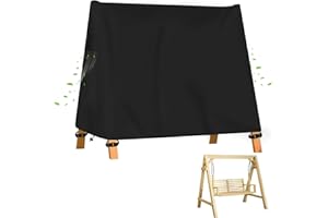 JXXPGG A-Rahmen-Schaukelabdeckung Schwerlast 600D Oxford Wasserdicht, Winddicht, UV-Beständiges Spitzdach Hollywoodschaukel Abdeckung mit Fluoreszierender Griff,Schwarz (215 * 143 * 174CM)
