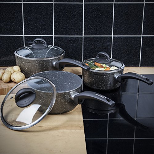 Tower T81212 Cerastone Forged Pan Set with Non Stick inner Coating, 3-Piece, Graphite