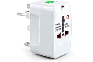 FOX MICRO Universal Travel Adapter with 6A AC Socket Output,Universal AC Socket, All in One International Travel Fast Chargin