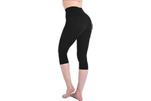 Leafigure Leggings Damen High Waist - 3/4 Leggins Blickdicht Schwarze für Sport Gym Yoga