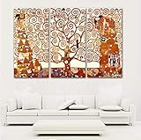 1.Medio: tinta impermeable haoxinbaihuo Juego De Paneles Lienzo De Pintura Gustav Klimt Árbol De La Vida Cuadros De La Pared para La Sala De Estar Impresión De Arte En La Pared Carteles Sin Marco 30 * 60 Cm
