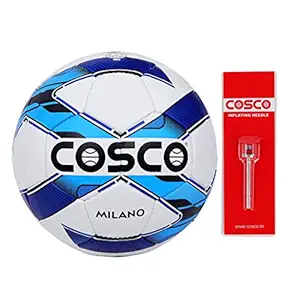 Cosco Milano synthetic-fiber Foot Ball, Size 5 (White/Blue/Black)