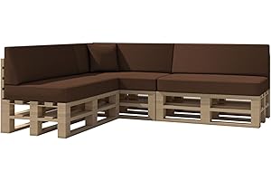 ‎CHILLY PILLEY chilly pilley Palettenkissen Gartenkissen Wasserdicht Palettenauflage Palettenpolster Indoor Outdoor Waschbar Abnehmbar Sitzkissen Rückenkissen (8er Set, Braun)