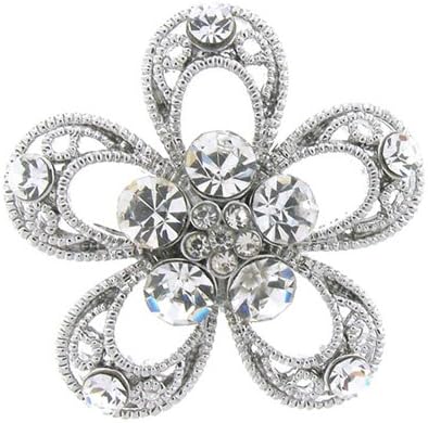 Silver and Swarovski Crystal Filigree Daisy Hair Pin Bridesmaids/Brides