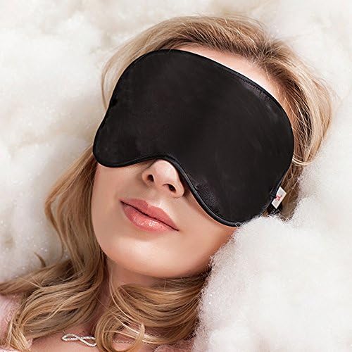 WEITINENA Brand Natural 100% silk sleep mask &amp; blindfold, super-smooth eye mask (One Strap) (black)