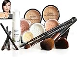 LIGHT SKIN Mineral Makeup Foundation 14 Piece COMPLETE SET Pure Natural Minerals With Organic Silk Primer, Full Cover by Intelligent Cosmetics®