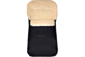 BABY JOY Baby-Joy Fußsack KAI 105 cm filzfrei aus Lammwolle und Polyester für Kinderwagen, Buggy und Schlitten, Super-Wash Thermofußsack | Farbe: 01 Schwarz