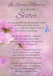 In Loving Memory Of A Special Sister Memorial Graveside Funeral Poem