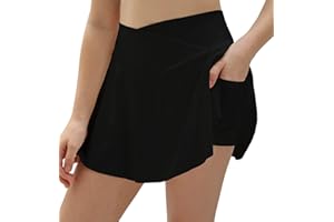 Haloumoning Girls' Tennis Skirt with Trousers Underneath Crossover High Waist Golf Skorts Sports Skirt for Children Summer A-line Short Trouser Skirt Breezeful Pleated Skirts