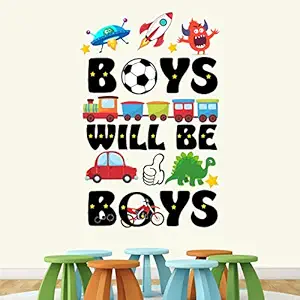 StickMe 'Boys Will Be Boys - Motivational - Inspirational - Quotes - Wall Sticker ' -SM586 (Multi Colour, Vinyl - 50cm X 70 cm )